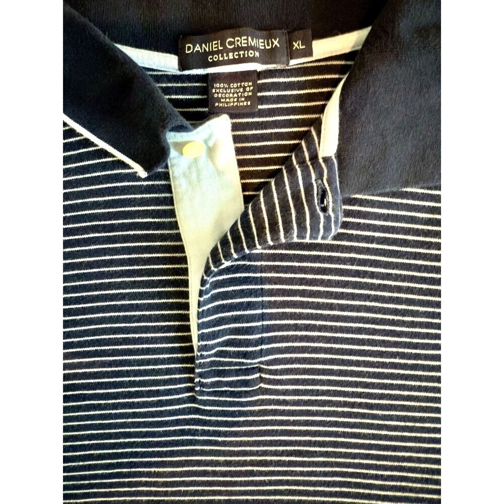 DANIEL CREMIEUX MEN'S SHORT SLEEVE POLO SHIRT 100% COTTON Stripped - Picture 5 of 8